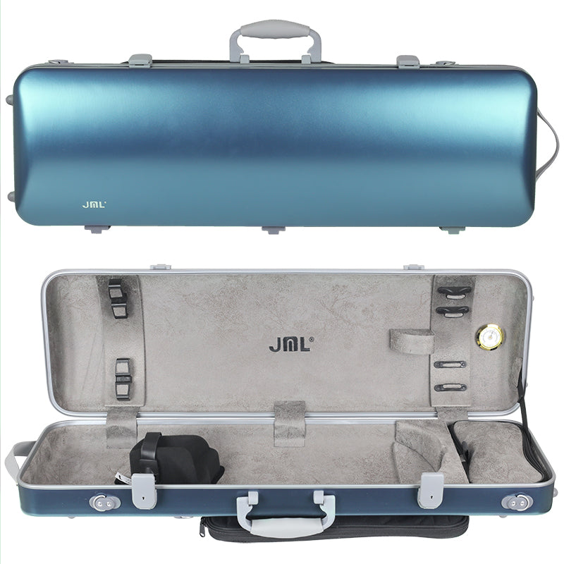 JML Polycarbonate 2.4 Oblong Violin Case - Metallic Blue 4/4