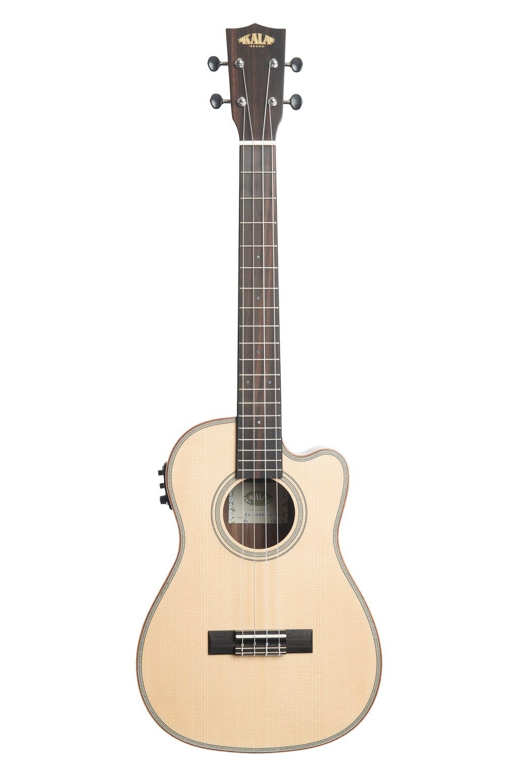 Kala Baritone Ukulele w/Cutaway and Pickup - Solid Spruce/Striped Ebony 