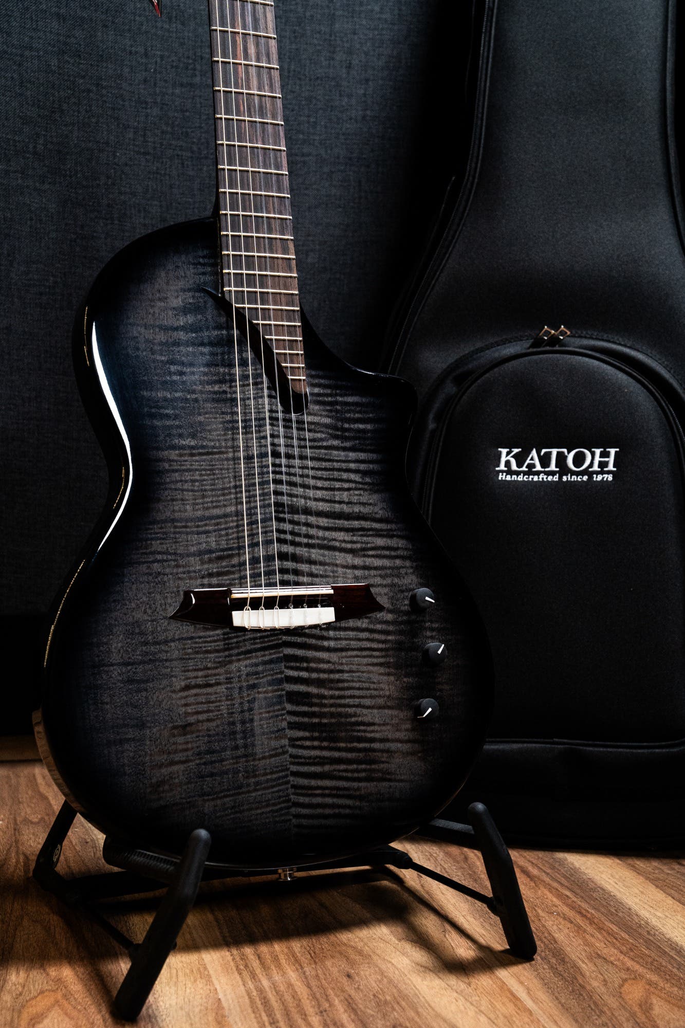 Katoh Hispania Chambered Solidbody Nylon String Guitar w/Bag - Trans Black