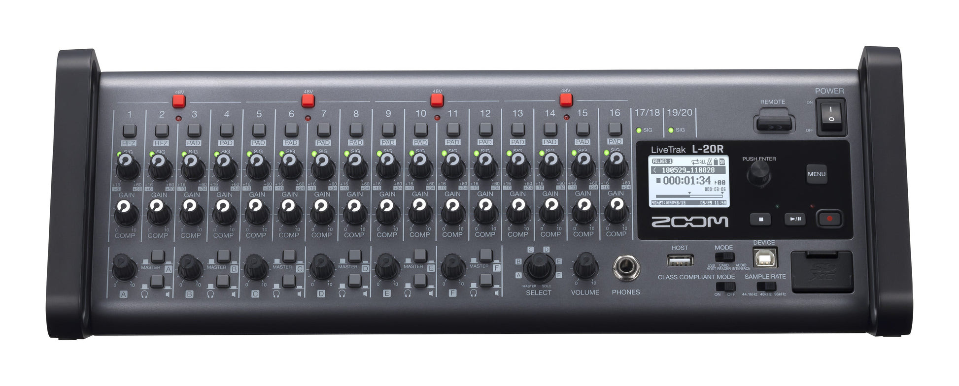 Zoom LiveTrak L-20R Portable Mixer/Recorder/Interface