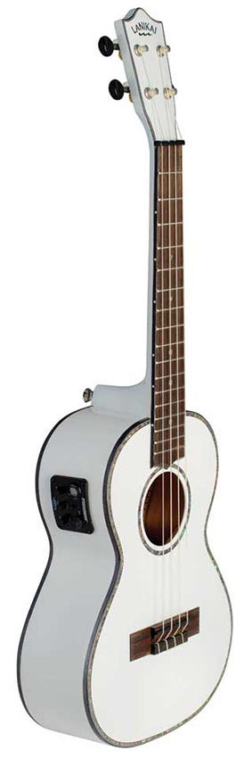 Lanikai Julia Michaels Signature Tenor Ukulele w/Bag + Pickup - White Pearl
