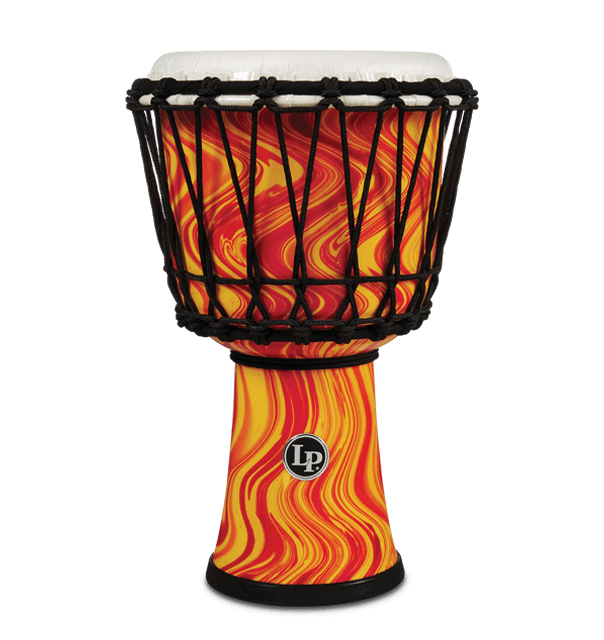 Latin Percussion LP 7" Rope Tuned Circle Djembe - Orange Marble (LP1607OM)