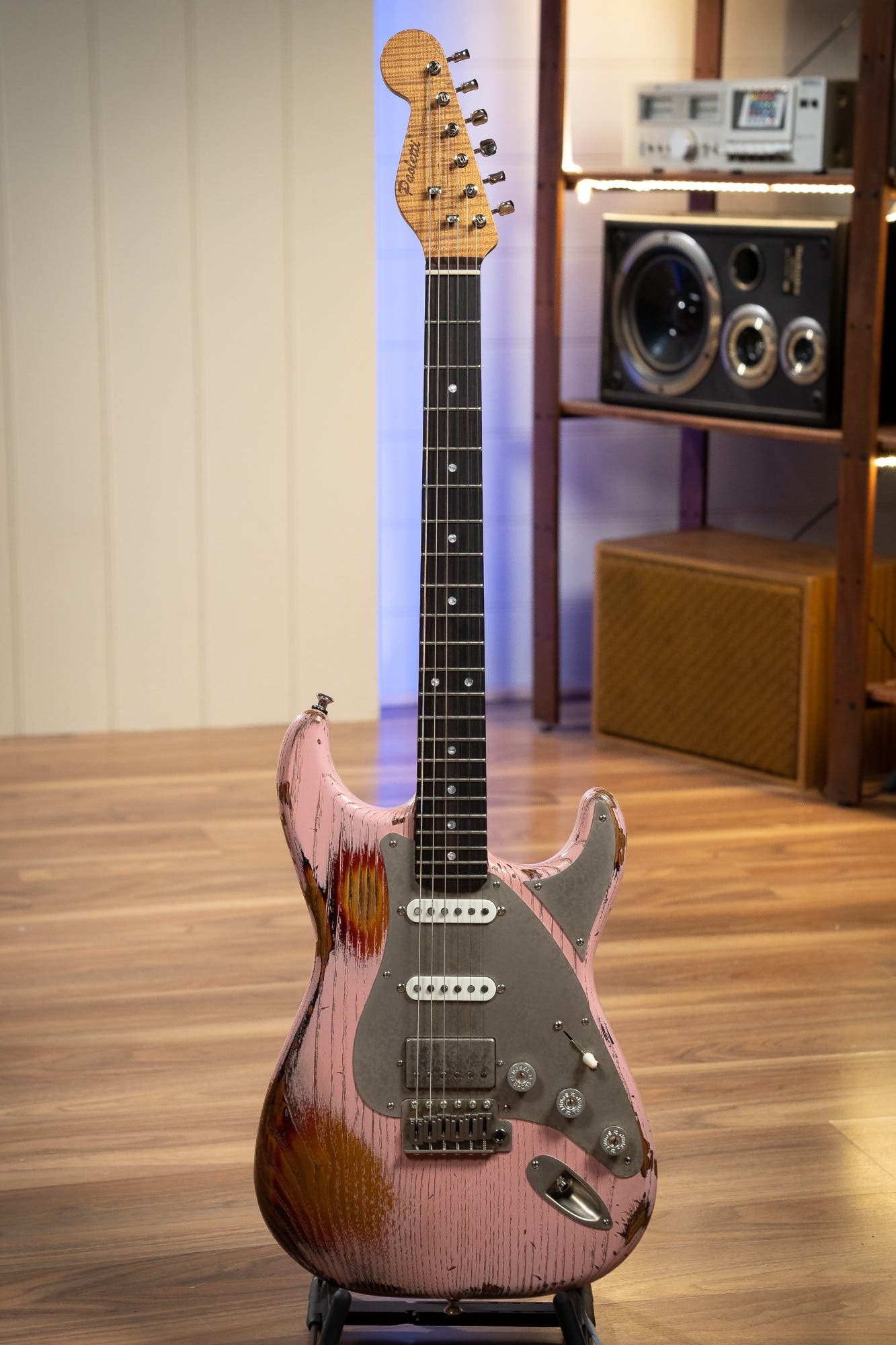 Paoletti Loft Series Alfa HSS - Heavy Pink / Sunburst - Reverse Headstock (Custom Order)