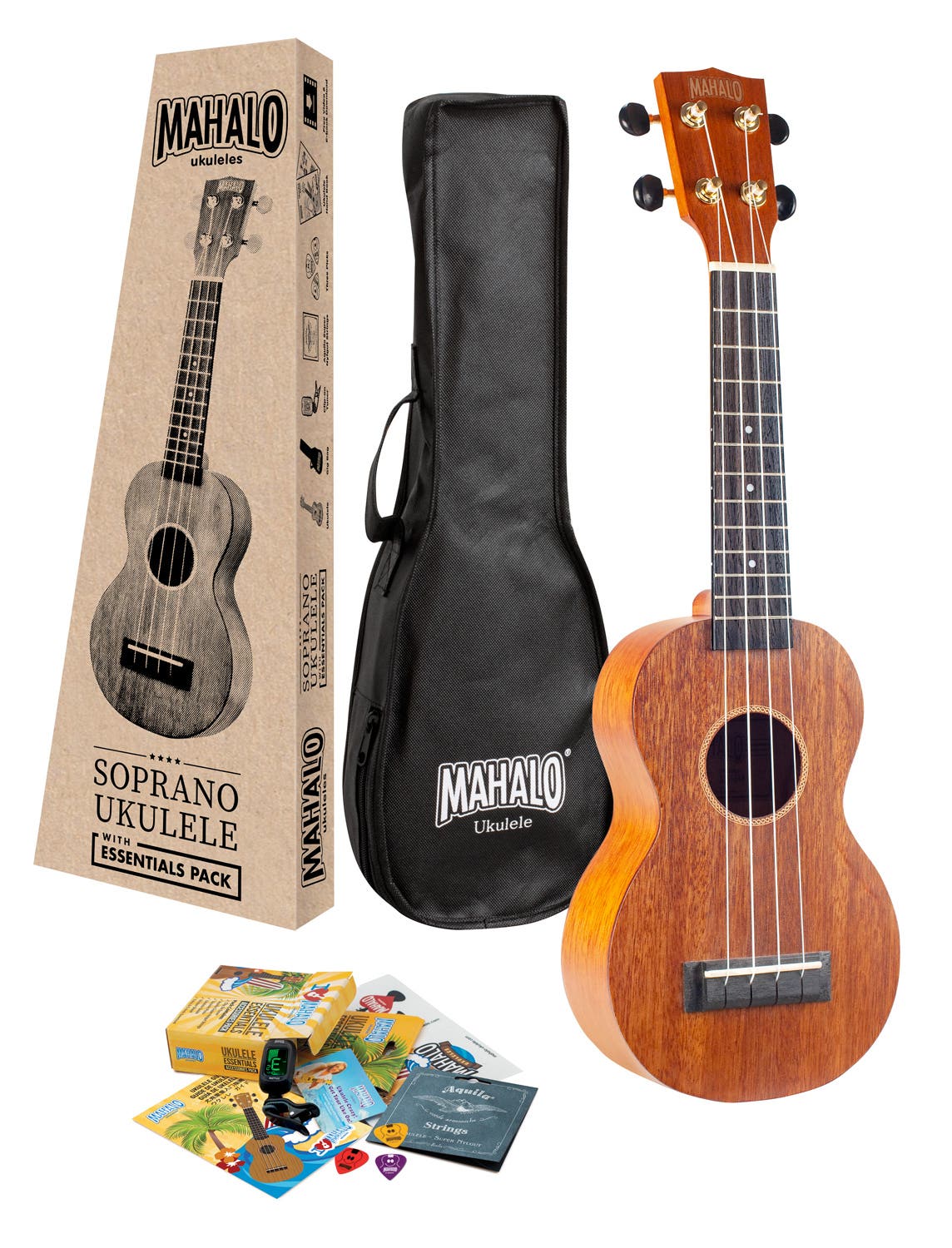 Mahalo Java Series Soprano Ukulele w/Essentials Accessory Pack (MJ1TBRK)