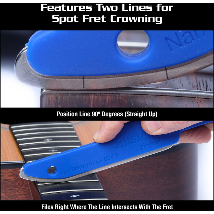 Music Nomad Diamond Coated Safe Zone Guitar Fret Crowning File (S-File)
