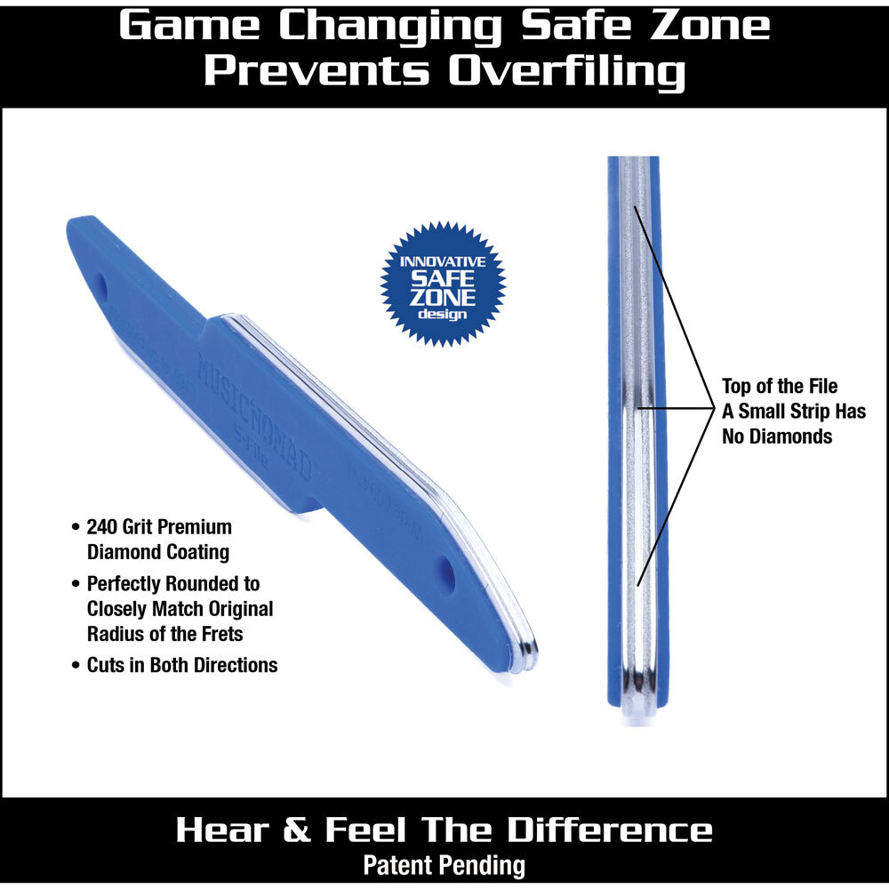 Music Nomad Diamond Coated Safe Zone Guitar Fret Crowning File (S-File)