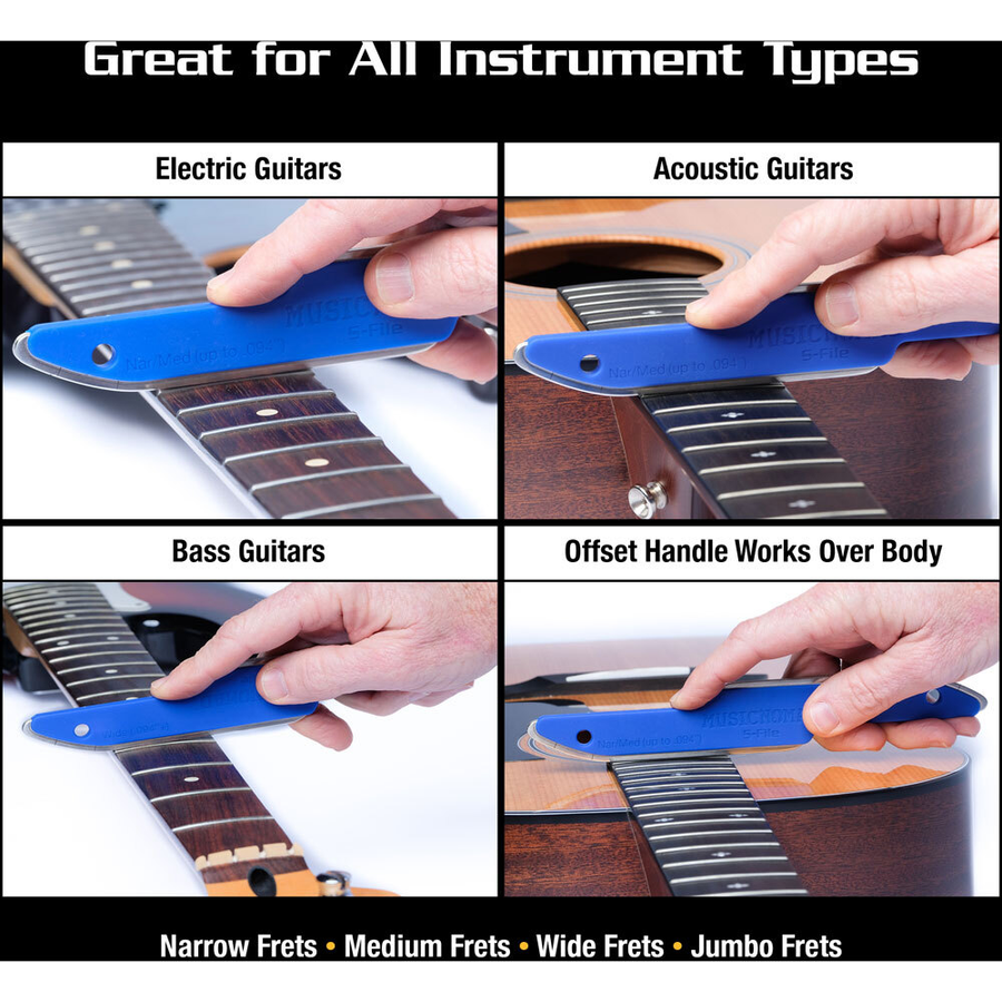 Music Nomad Diamond Coated Safe Zone Guitar Fret Crowning File (S-File)