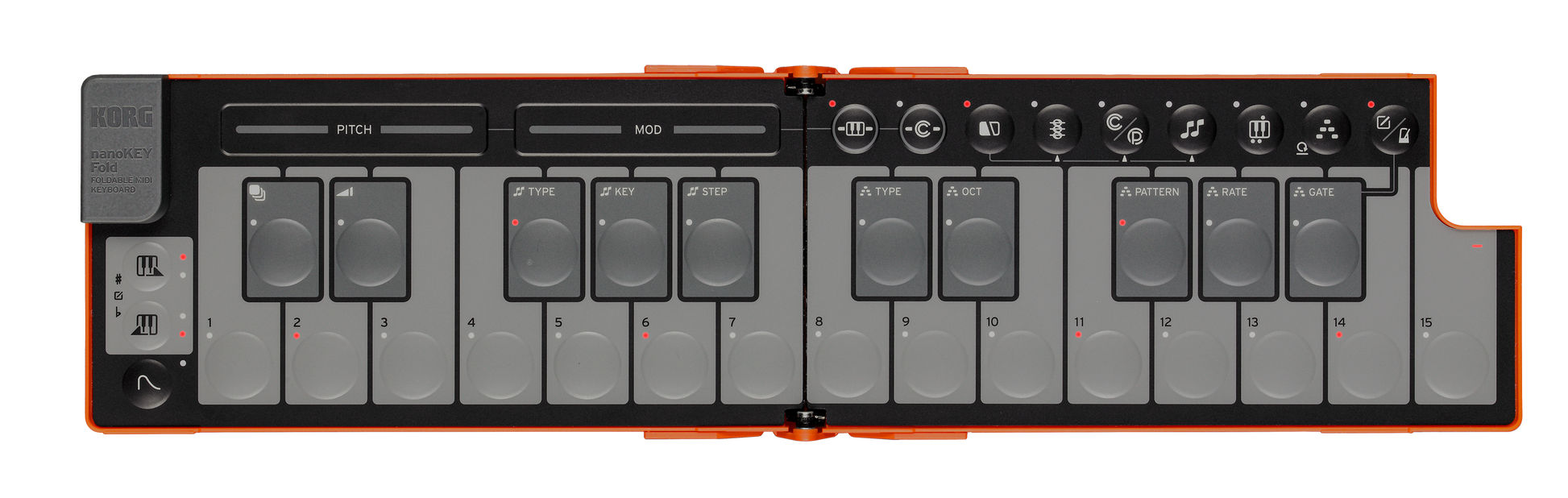 Korg NanoKey Fold 25 Key Foldable Midi Keyboard - Lava Orange