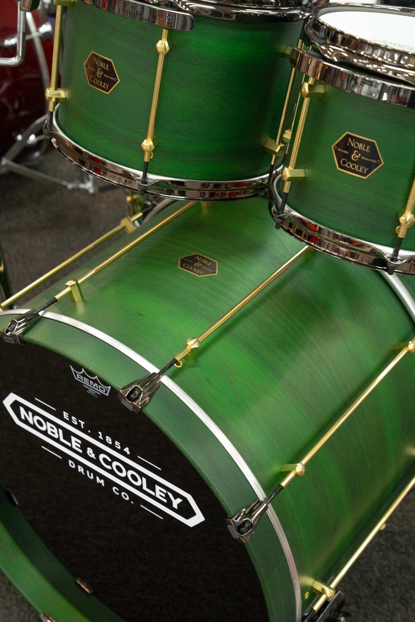 Noble and Cooley Walnut Ply 4pc Drum Kit - Green Stain Matte