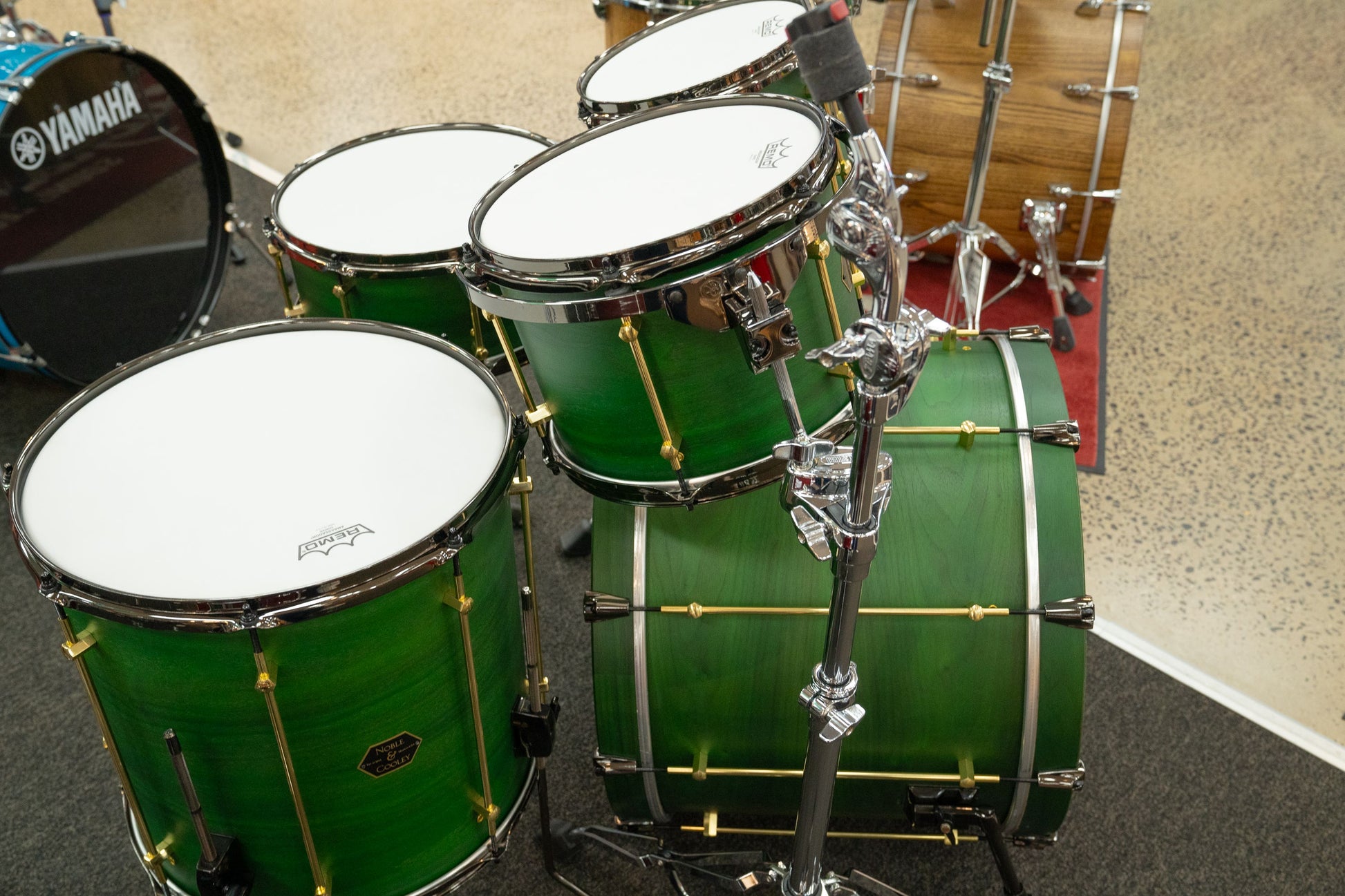 Noble and Cooley Walnut Ply 4pc Drum Kit - Green Stain Matte