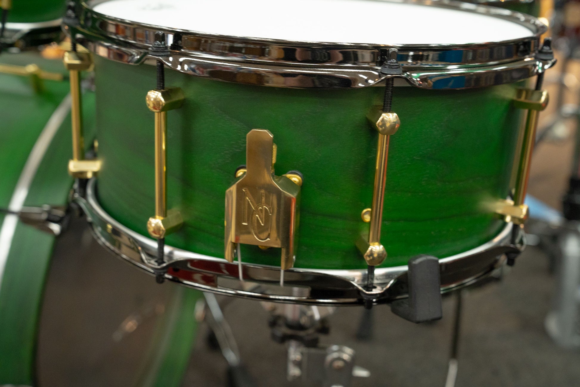 Noble and Cooley Walnut Ply 4pc Drum Kit - Green Stain Matte