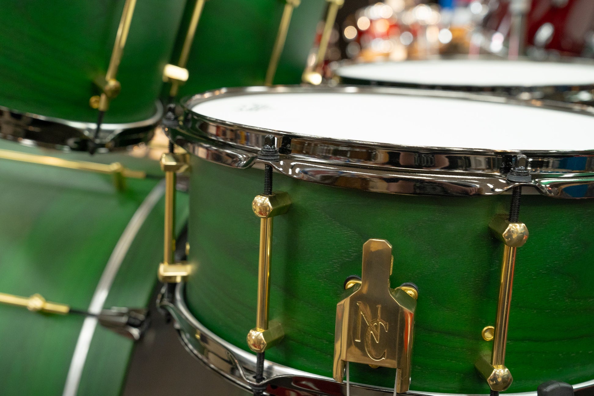 Noble and Cooley Walnut Ply 4pc Drum Kit - Green Stain Matte