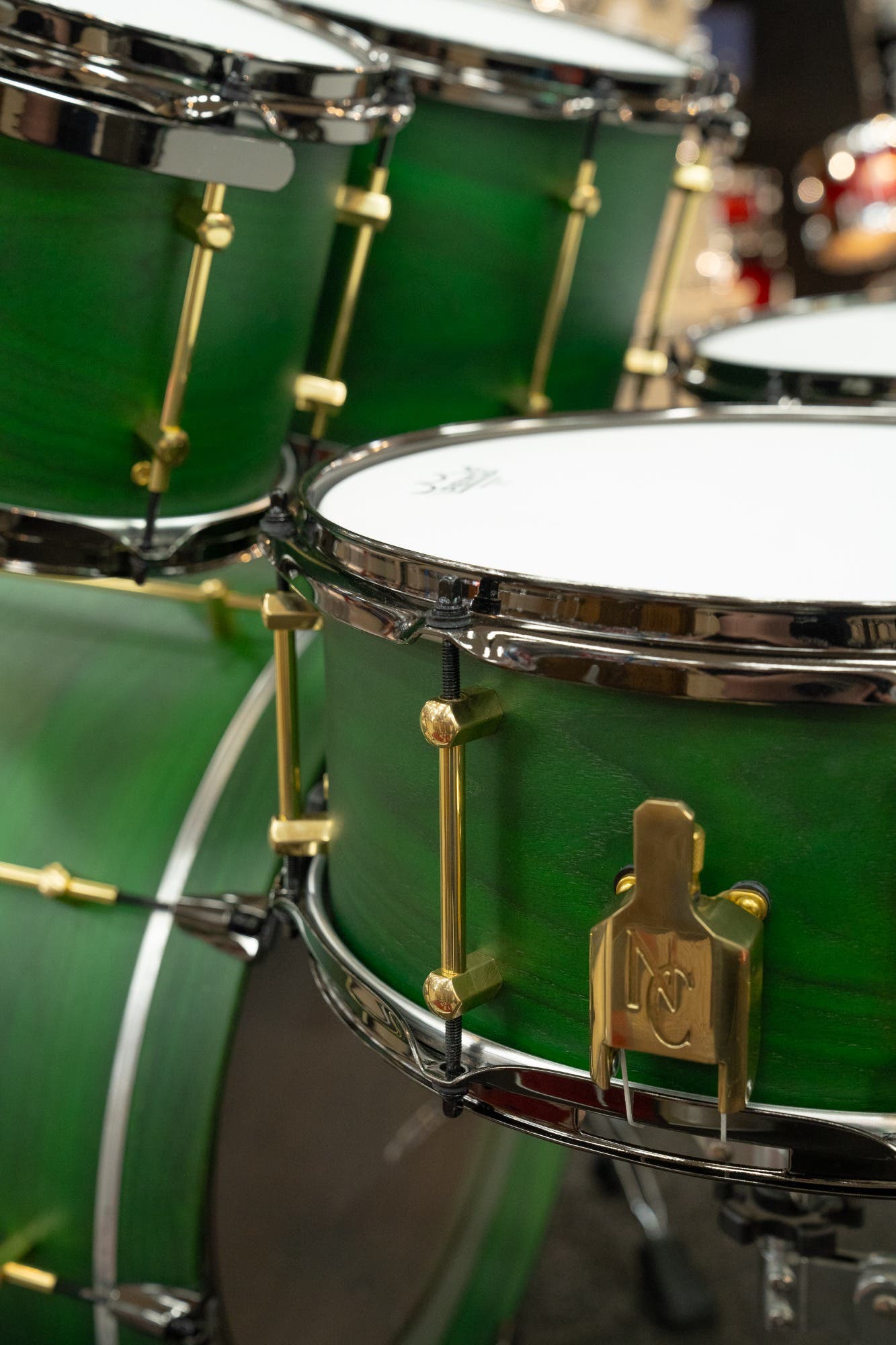 Noble and Cooley Walnut Ply 4pc Drum Kit - Green Stain Matte