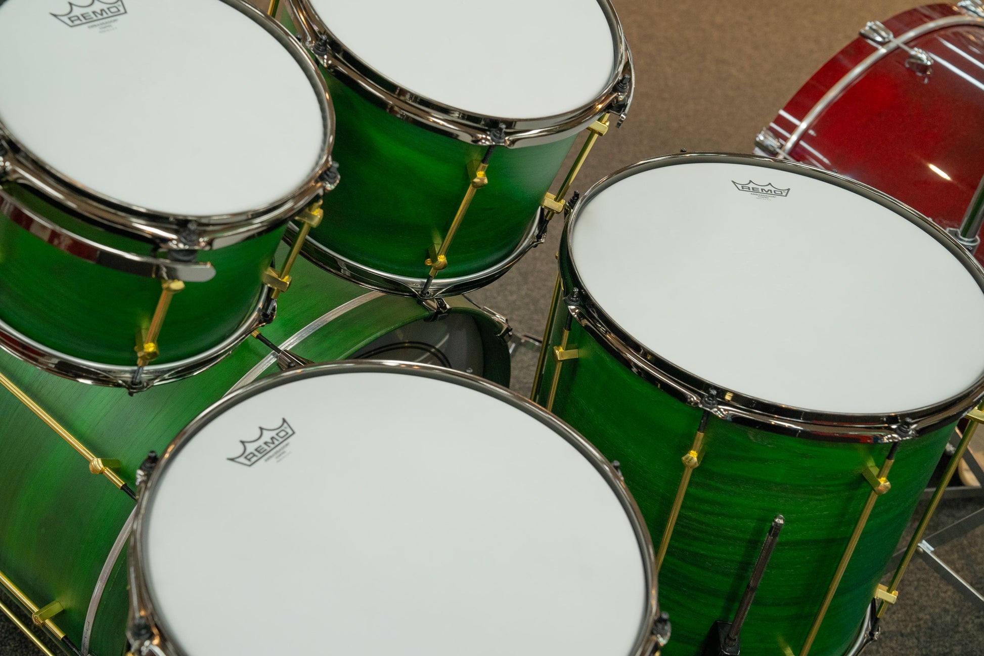 Noble and Cooley Walnut Ply 4pc Drum Kit - Green Stain Matte