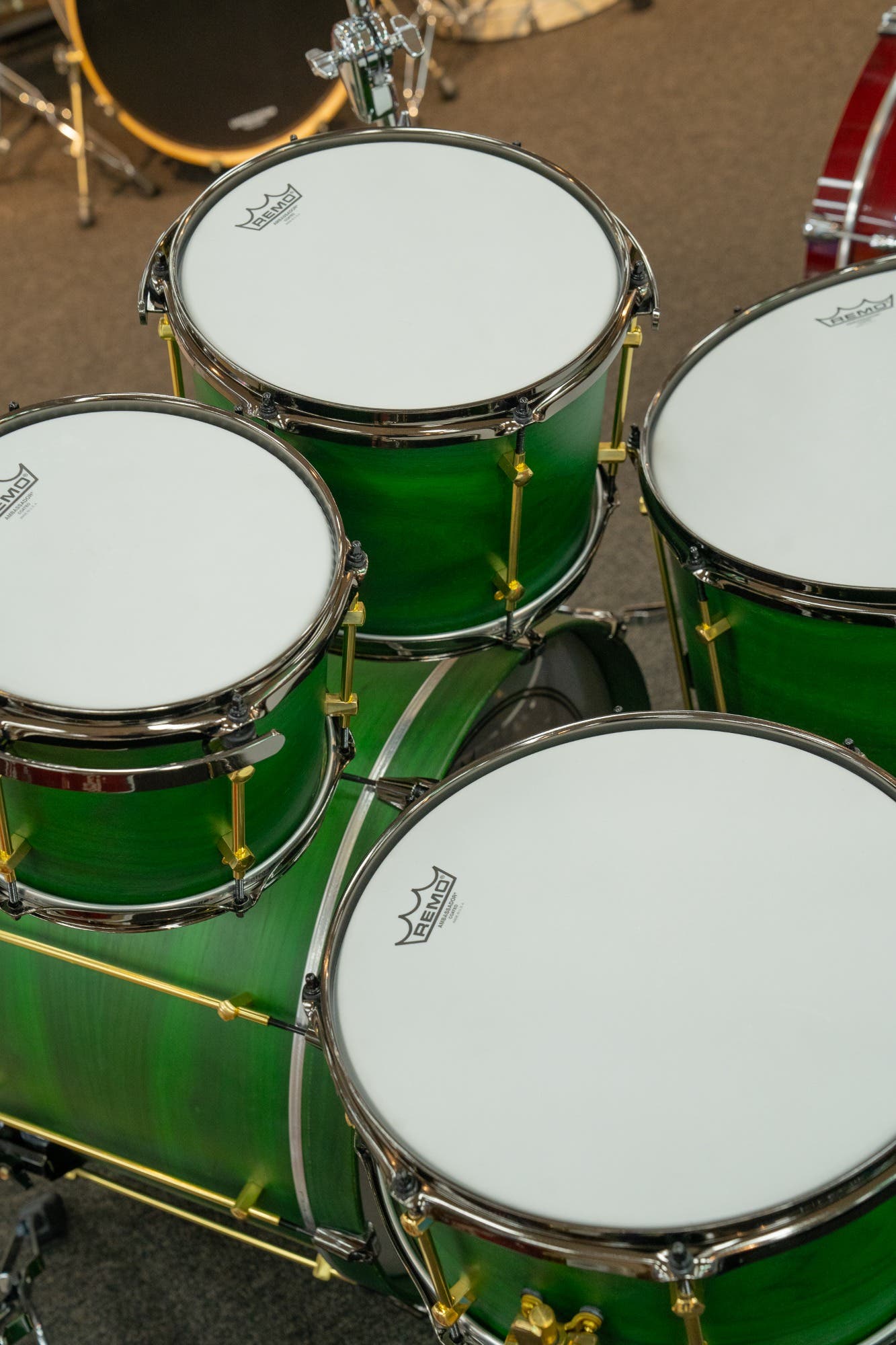 Noble and Cooley Walnut Ply 4pc Drum Kit - Green Stain Matte