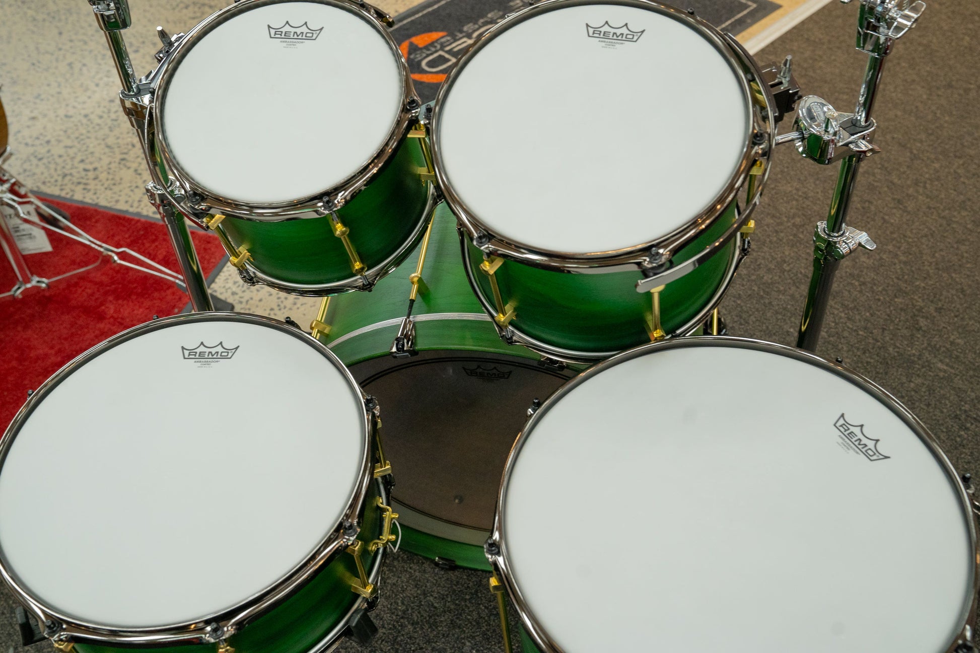 Noble and Cooley Walnut Ply 4pc Drum Kit - Green Stain Matte