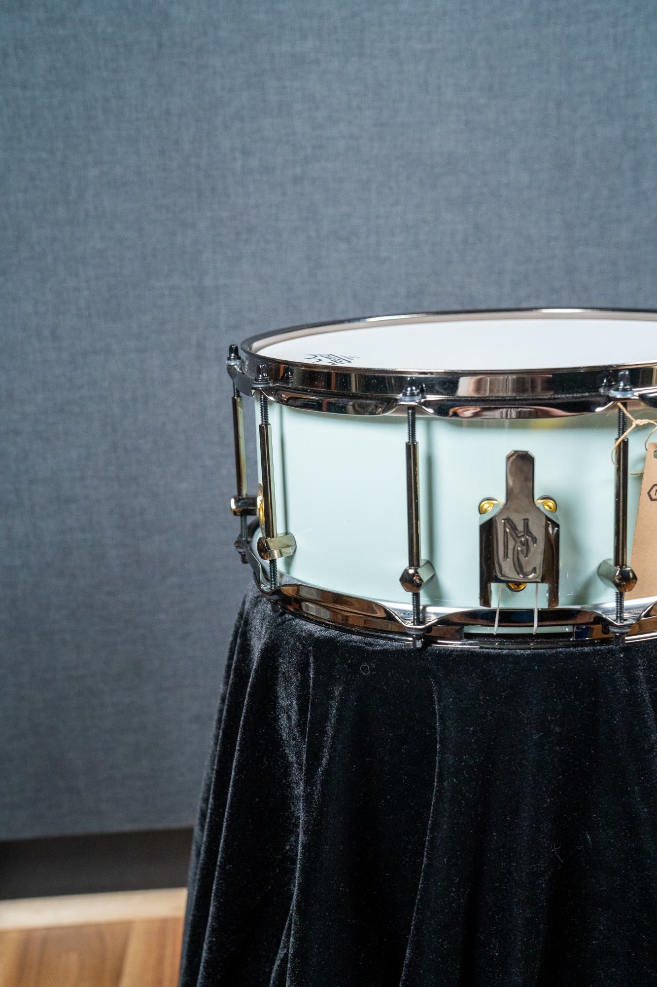 Noble and Cooley 14x6 Solid Shell Maple Snare - Eggshell Blue Gloss (Black HW)