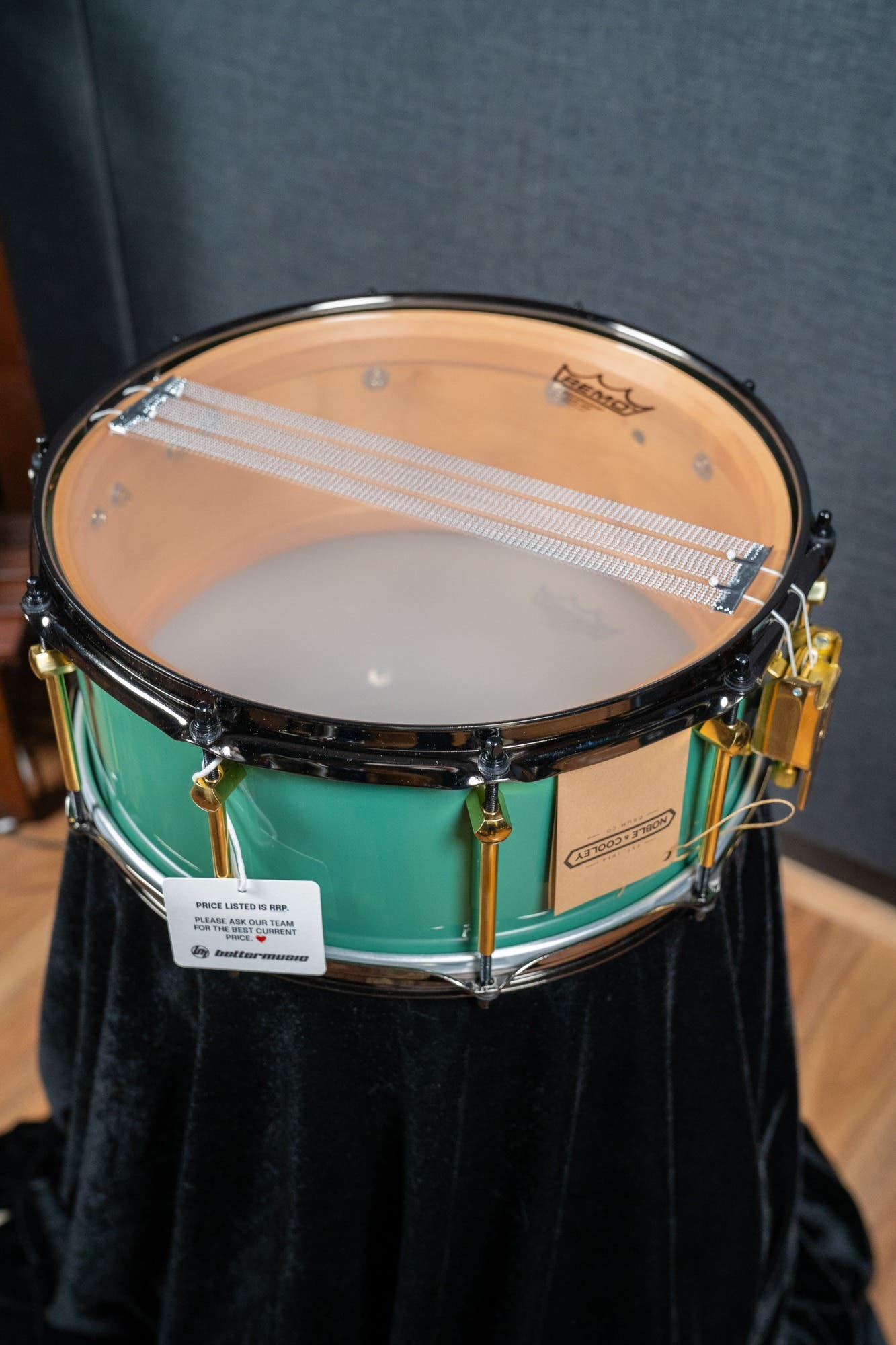 Noble and Cooley 14x6 Solid Shell Maple Snare - Green Monster Gloss (Black HW)