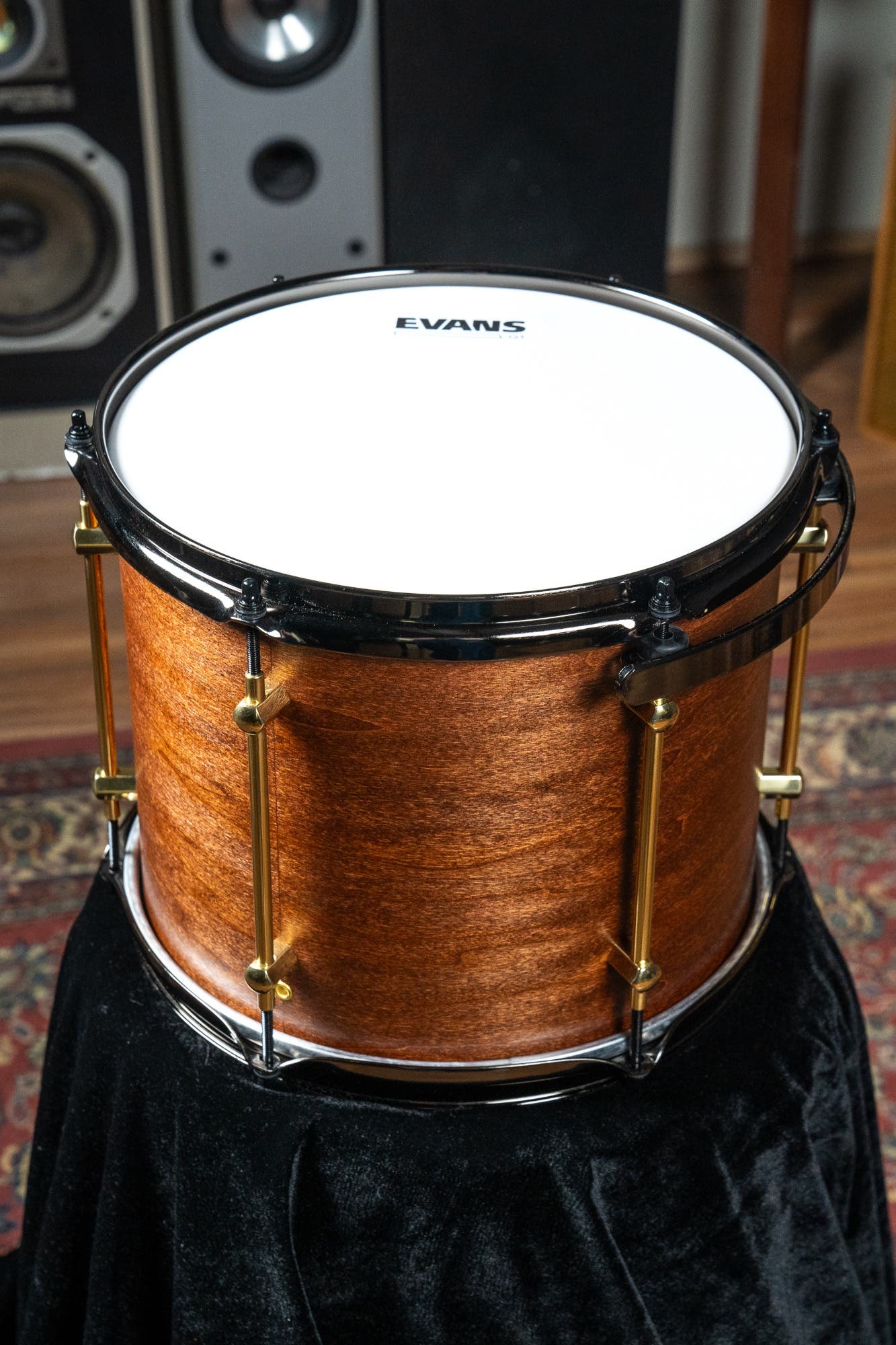 Noble and Cooley 4pc Union Drum Kit - Dark Honey Maple Satin  (Brass HW / Black Hoops)