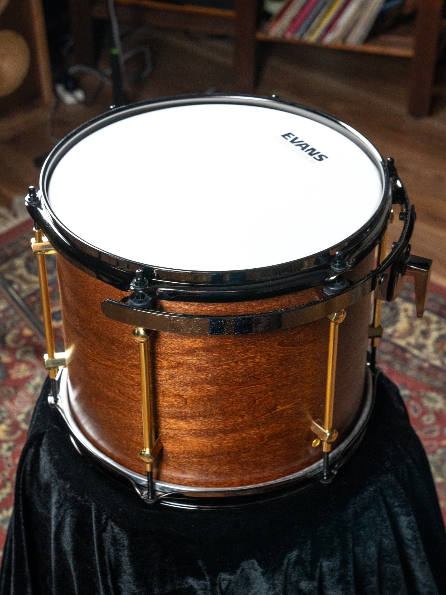 Noble and Cooley 4pc Union Drum Kit - Dark Honey Maple Satin  (Brass HW / Black Hoops)