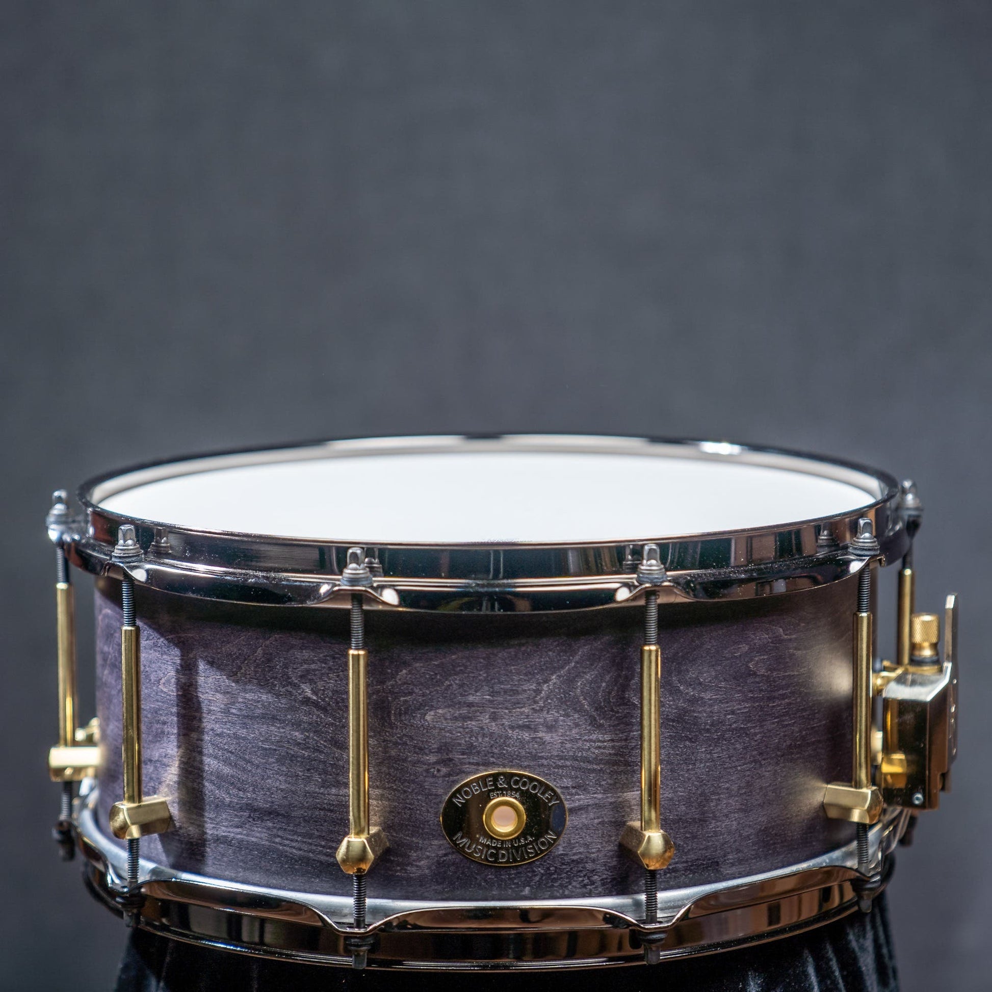Noble and Cooley 14x6 Classic Maple Snare - Blackwash Matte - Brass HW / Black Flanged Hoops