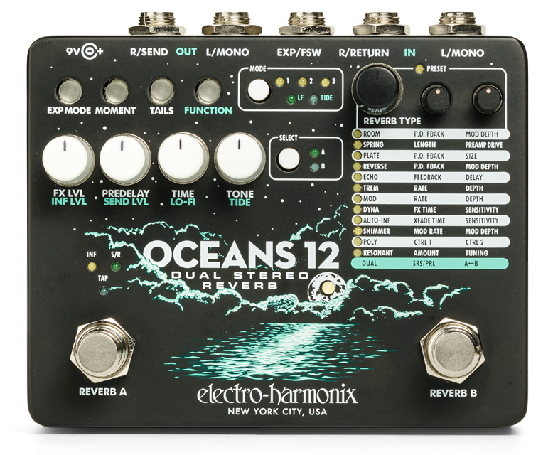 Electro Harmonix Oceans 12 Dual Stereo Reverb Pedal