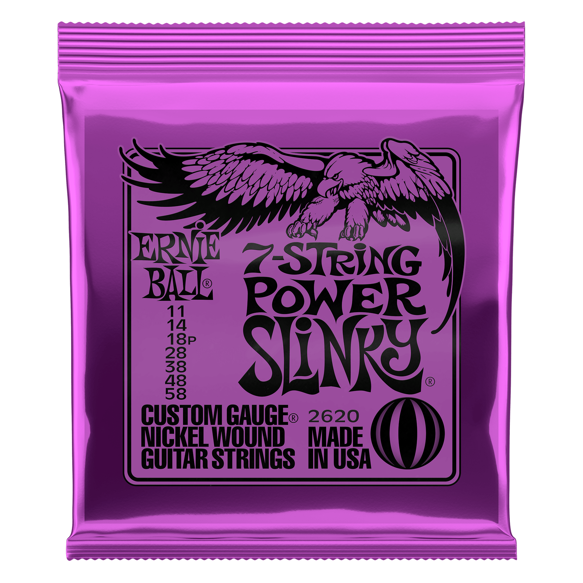 Ernie Ball Power Slinky Electric Guitar 7-String Set  11-58 (2620)