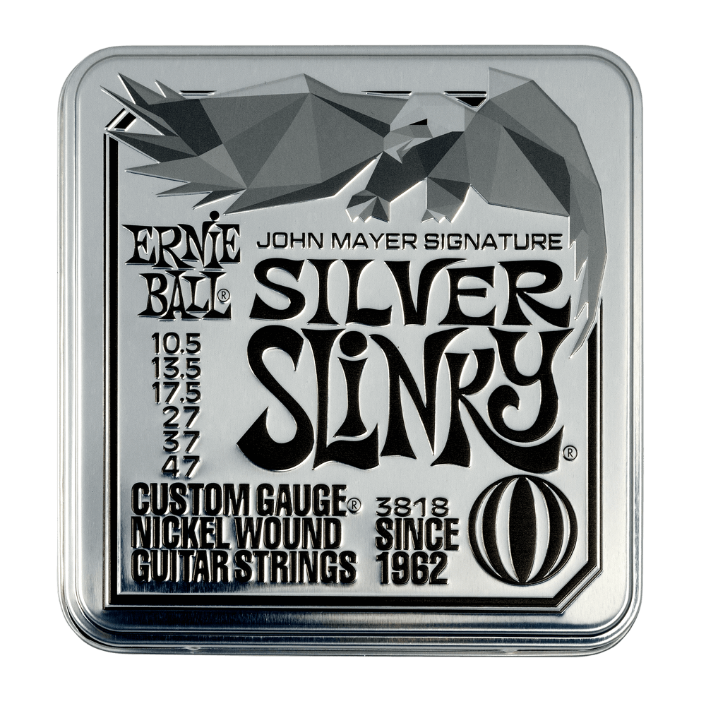 Ernie Ball John Mayer Silver Slinky Nickel Wound Electric Guitar Strings - 3 PACK TIN - 10.5-47 Gauge