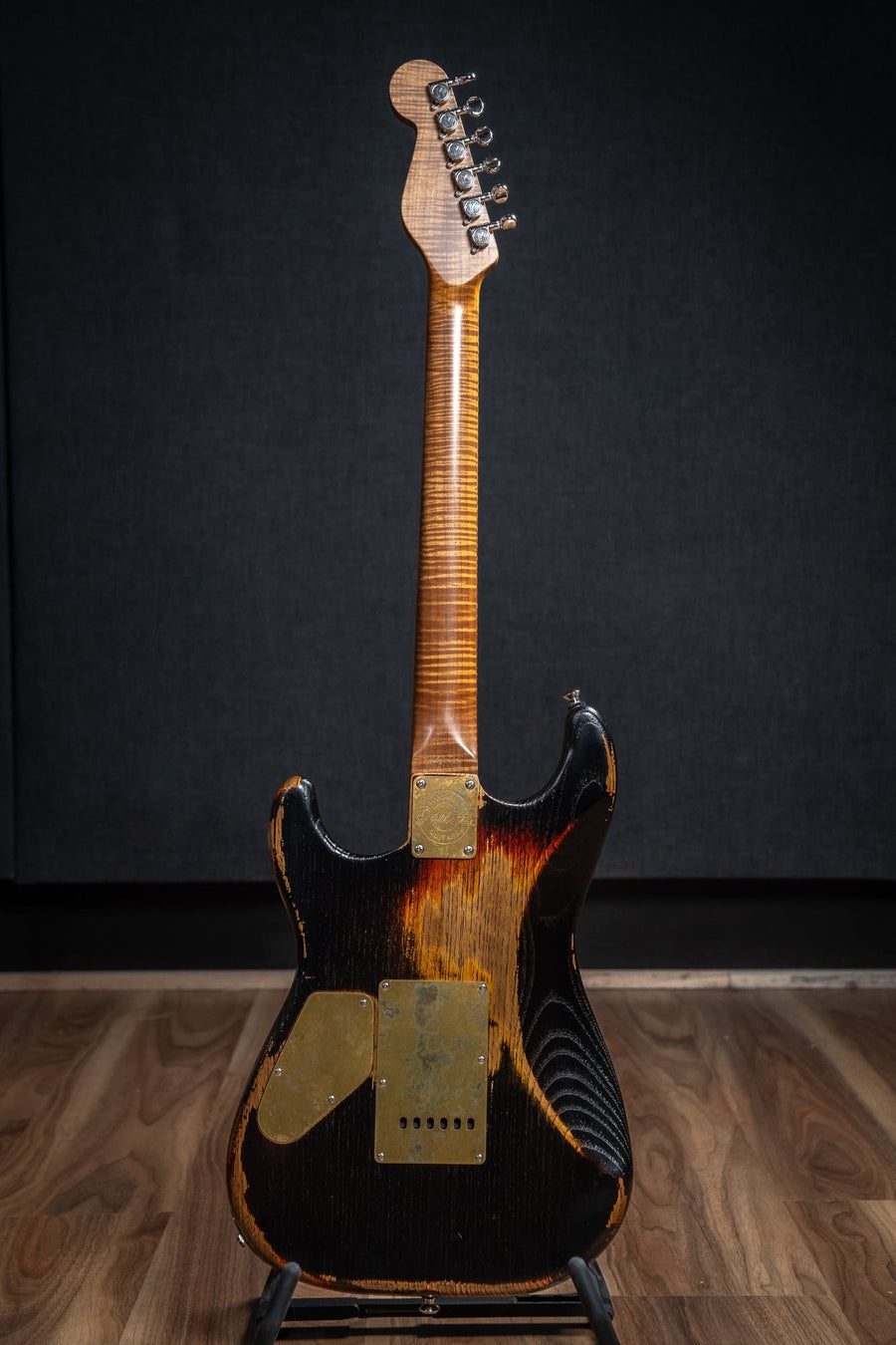 Paoletti Loft Alfa HSS - Flame Maple Neck - Heavy Black over Sunburst (no guard)