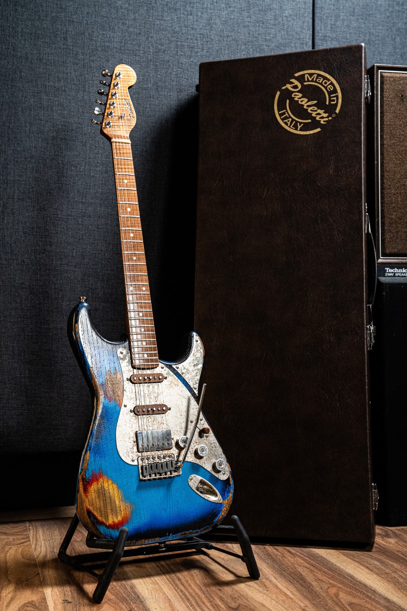 Paoletti Loft Alfa HSS - Flame Maple Neck -  Heavy Deep Blue / Sunburst