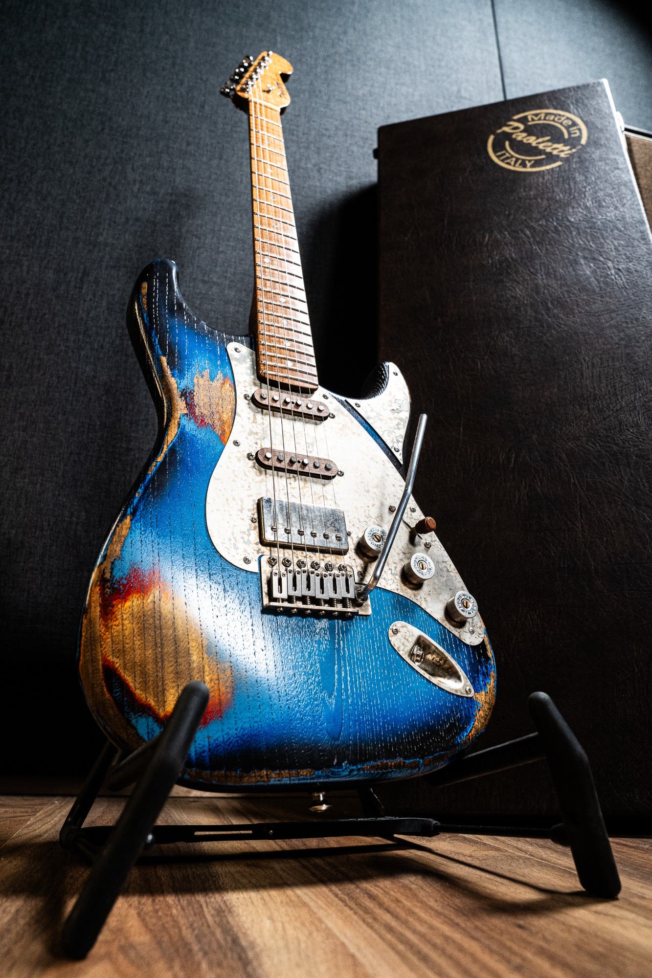 Paoletti Loft Alfa HSS - Flame Maple Neck -  Heavy Deep Blue / Sunburst