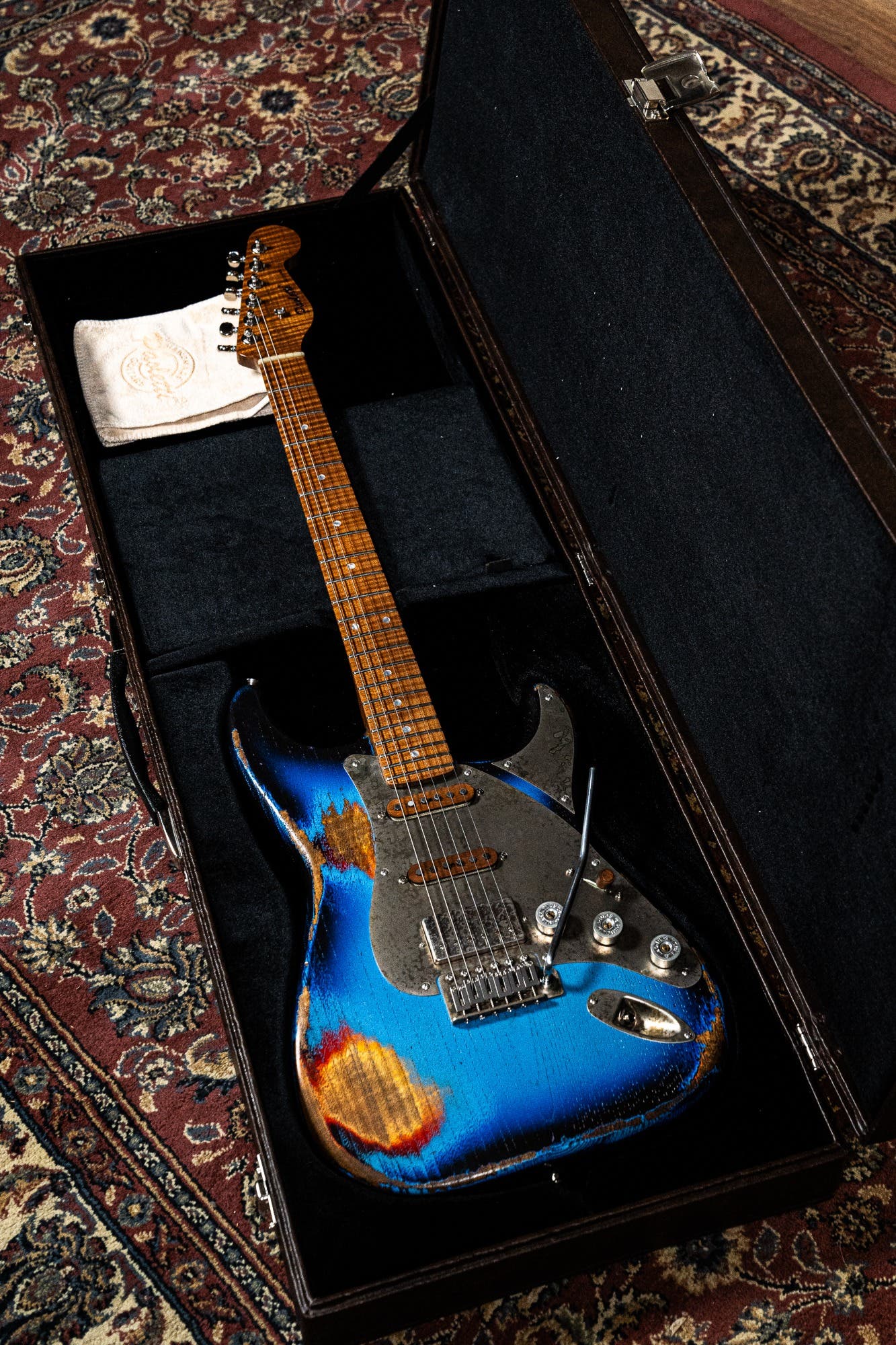 Paoletti Loft Alfa HSS - Flame Maple Neck -  Heavy Deep Blue / Sunburst