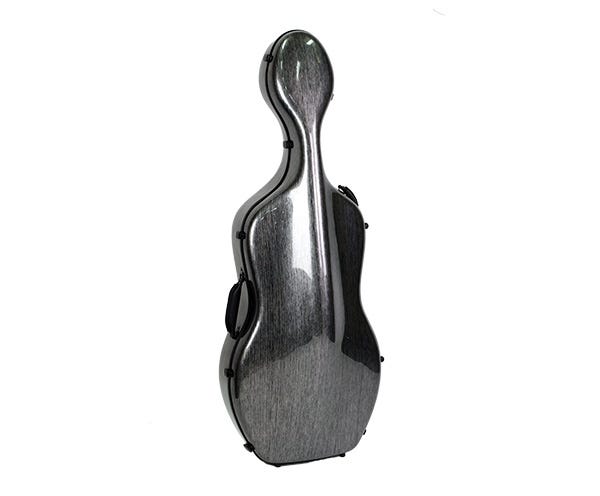 HQ Polycarbonate Lightweight 4/4 Cello Case - Brushed Silver/Black