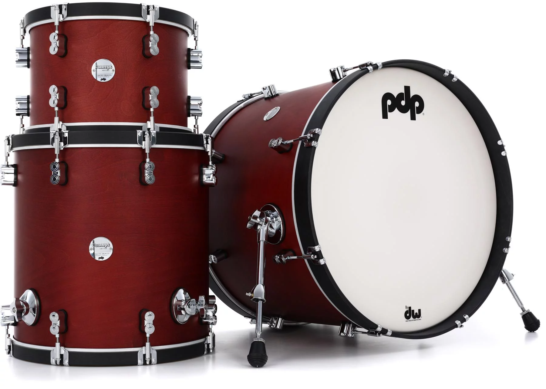 PDP Concept Classic 3-piece Drum Kit - Shell Pack - Ox Blood w/Ebony Stain Hoops