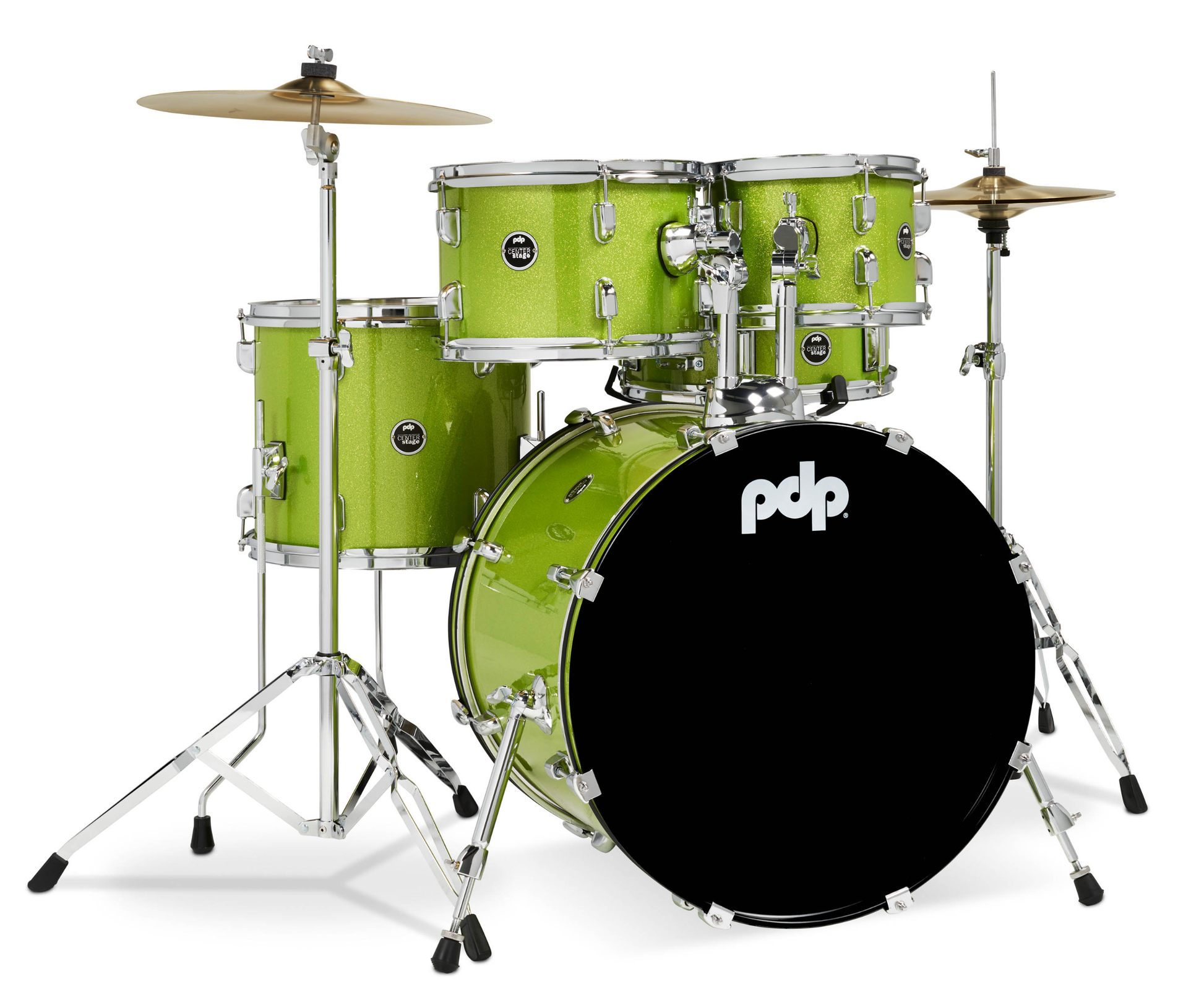 PDP CenterStage 20" 5pc Drum Kit w/HW + Cymbals - Green Sparkle