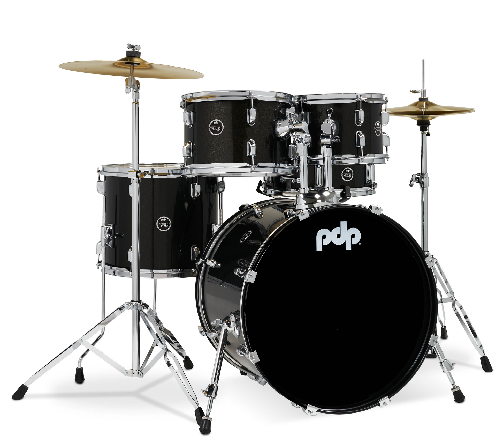 PDP CenterStage 20" 5pc Drum Kit w/HW + Cymbals - Black Sparkle