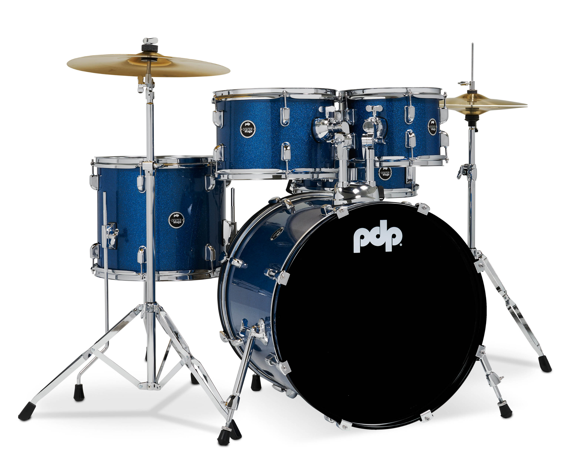 PDP CenterStage 20" 5pc Drum Kit w/HW + Cymbals - Royal Blue Sparkle