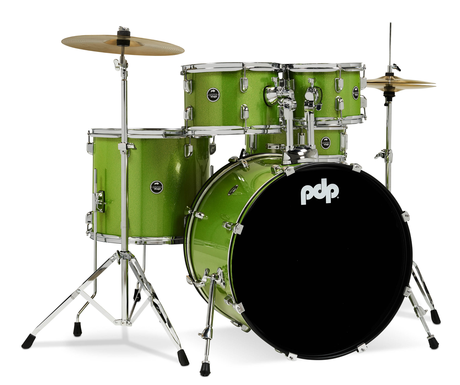 PDP CenterStage 22" 5pc Drum Kit w/HW + Cymbals - Electric Green Sparkle