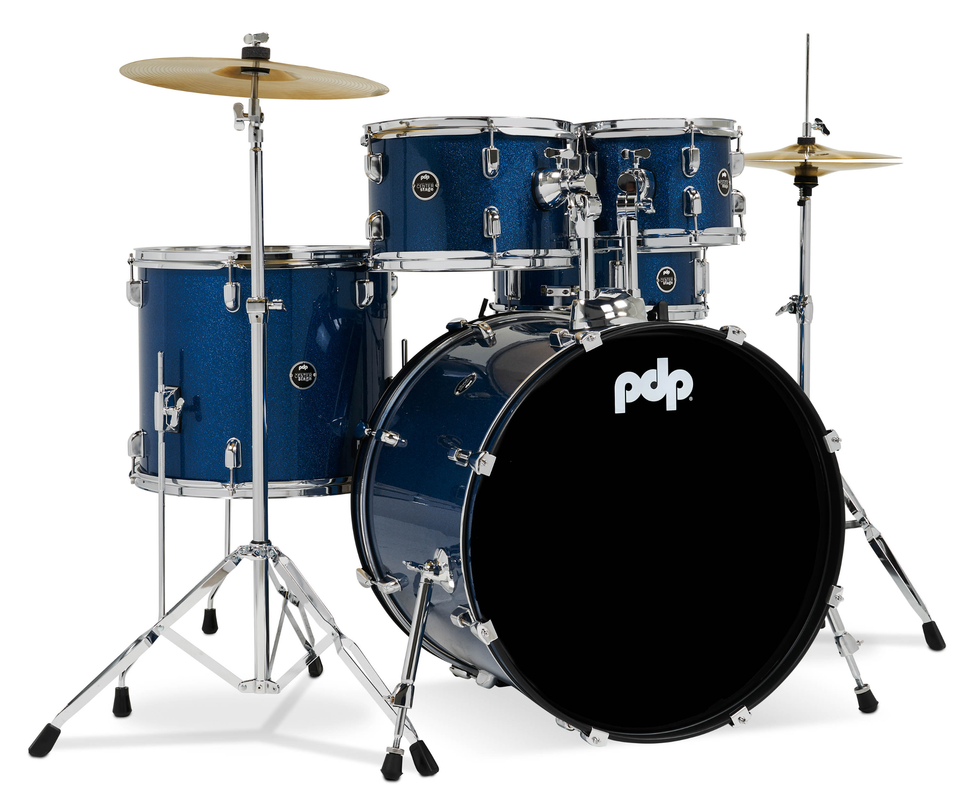 PDP CenterStage 22" 5pc Drum Kit w/HW + Cymbals - Royal Blue Sparkle
