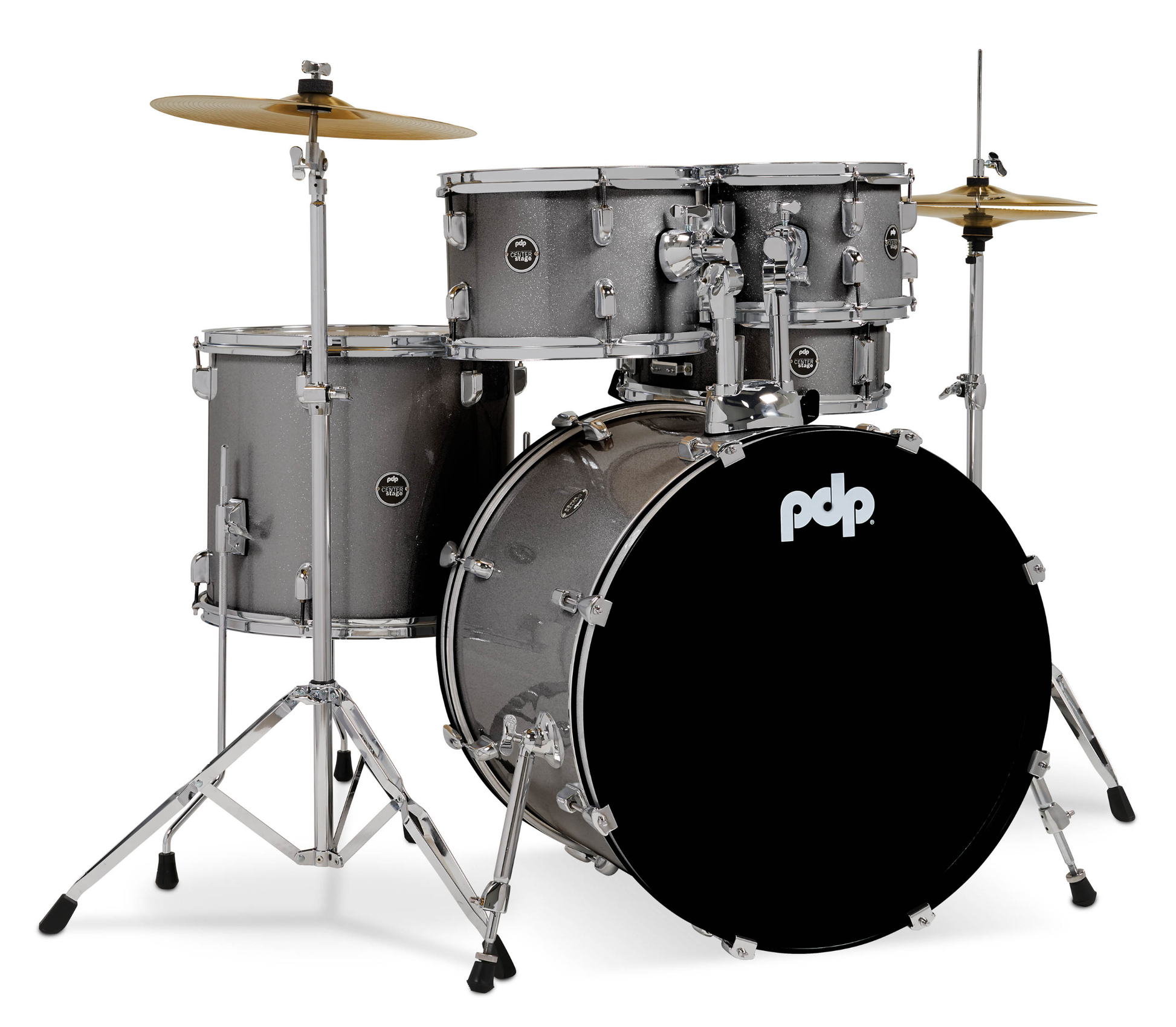 PDP CenterStage 22" 5pc Drum Kit w/HW + Cymbals - Silver Sparkle