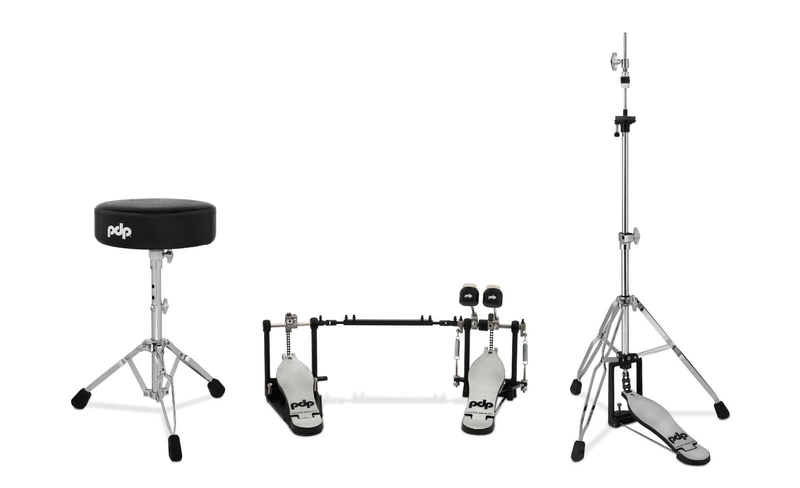 PDP 3pc Hardware Pack. Inc: 700 Series Double Pedal, 3-leg Hi-Hat Stand & Stool