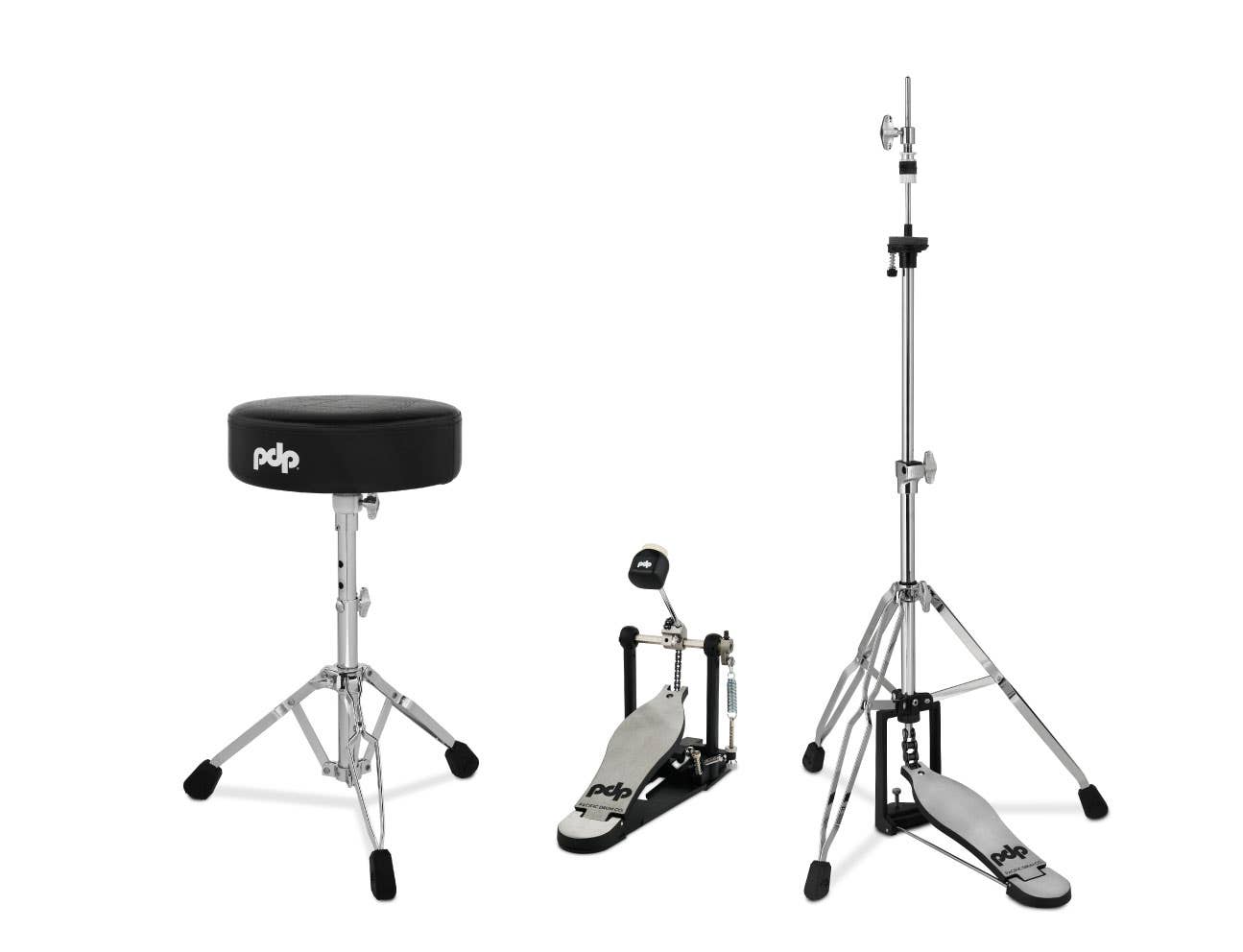 PDP 3pc Hardware Pack. Inc: 700 Series Single Pedal, 3-leg Hi-Hat Stand & Stool