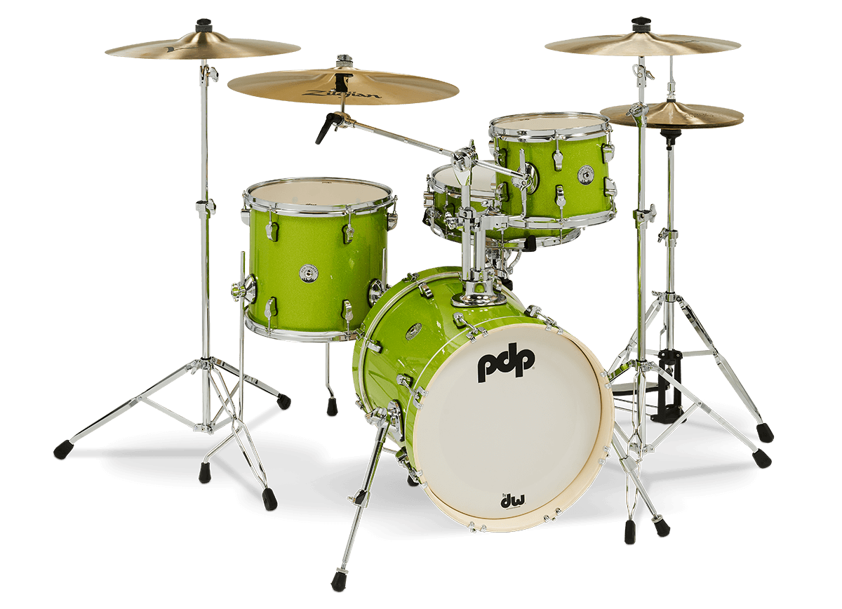 PDP New Yorker 4pc Compact Drum Kit - Shell Pack - Electric Green Sparkle