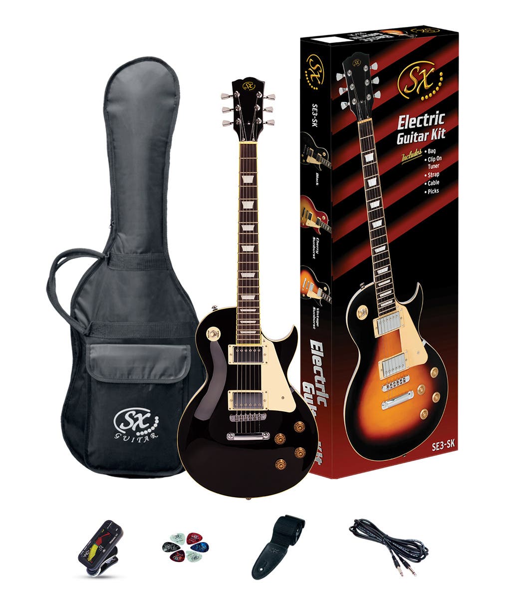 SX PKSE3SKB "LP" Style Electric Guitar Package - Black
