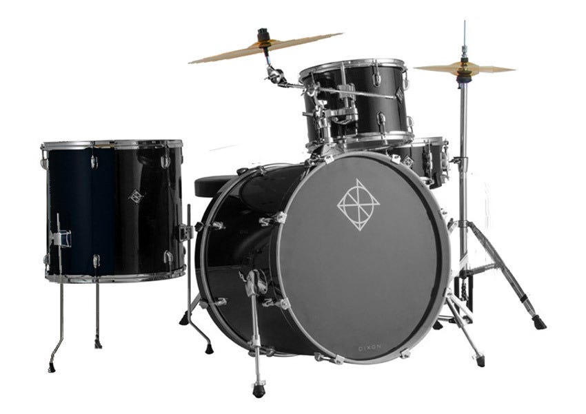 Dixon Spark 4pc 18" Drum Kit w/Hardware and Cymbals - Misty Black Sparkle