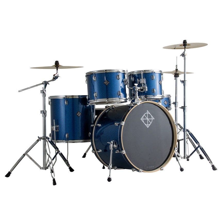 Dixon Spark 5pc 22" Drum Kit w/Hardware and Cymbals - Ocean Blue Sparkle