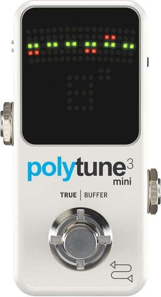 TC Electronic Polytune 3 Mini WHITE Polyphonic Tuner w/Built-In BONAFI