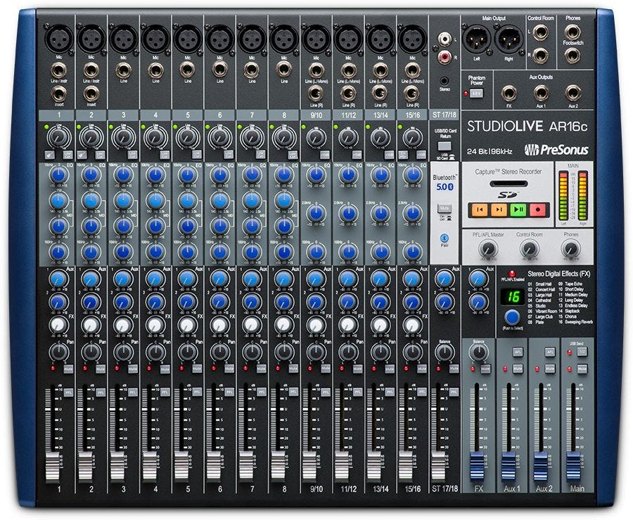 Presonus StudioLive AR16C USB-C Audio Interface / Analog Mixer / Stereo SD Recorder