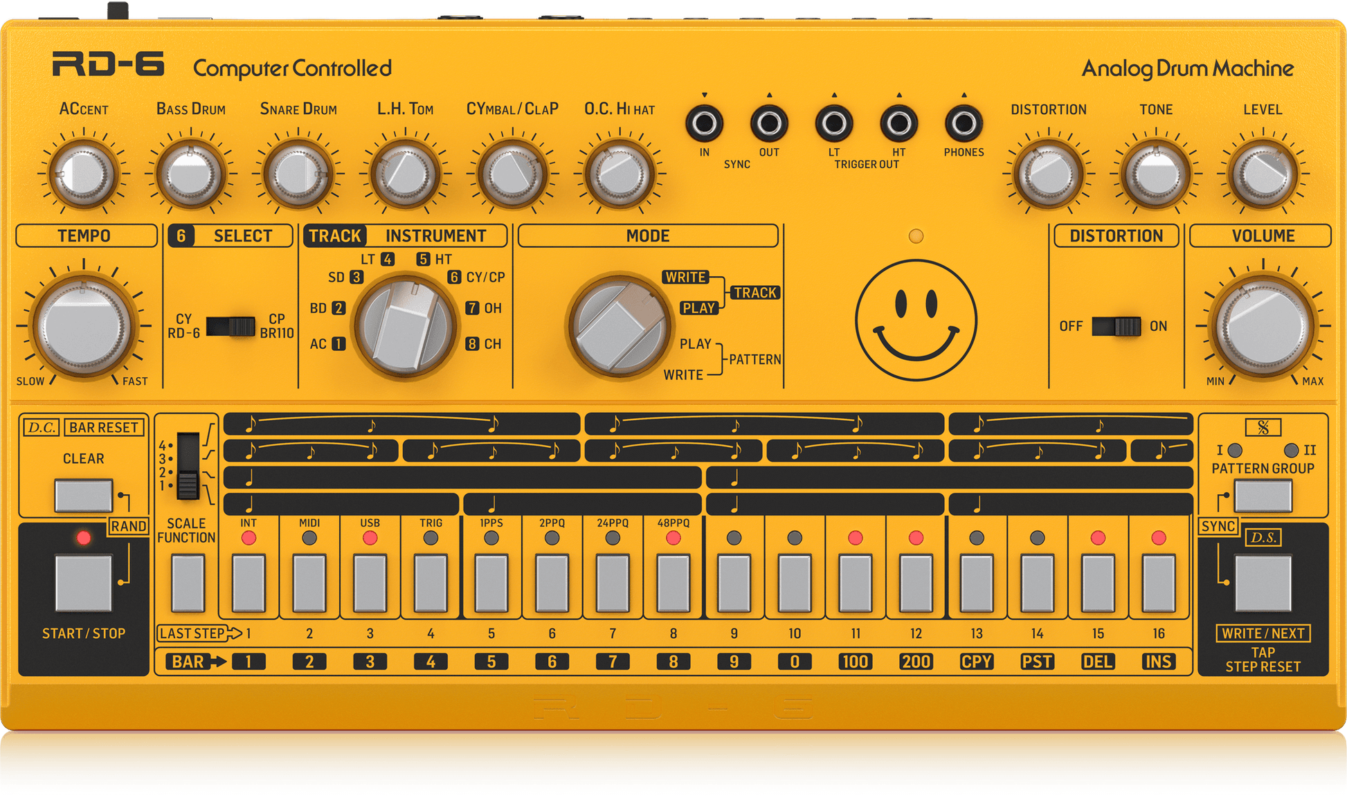 Behringer RD6-AM Analog Drum Machine - Yellow
