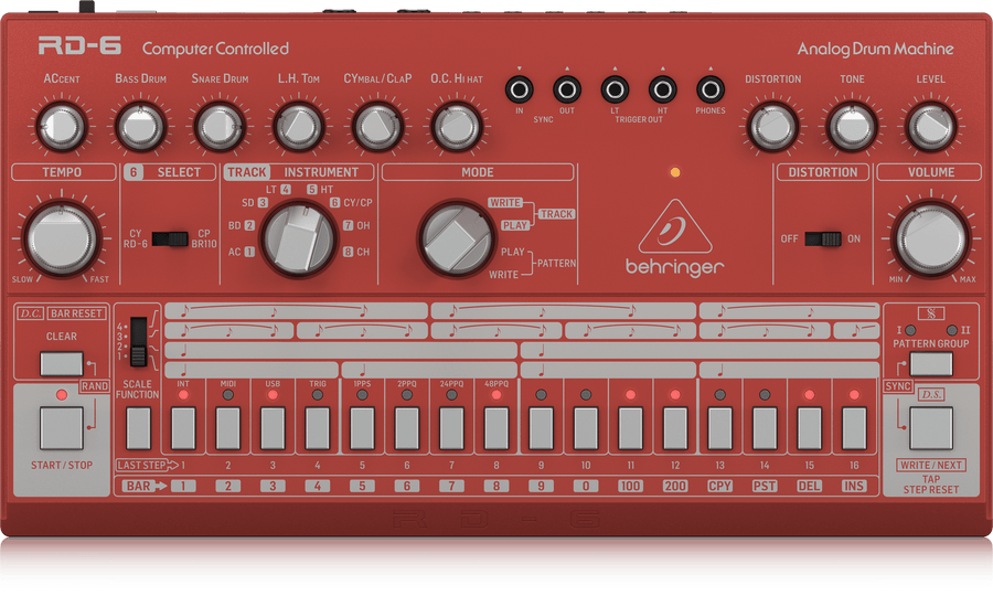 Behringer RD6-RD Analog Drum Machine - Red